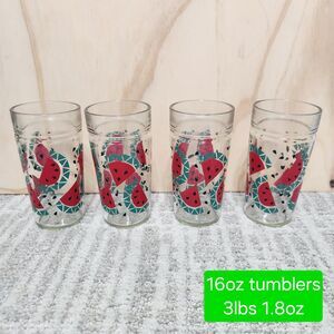 Vintage Anchor Hocking Watermelon Jelly Jar Drinking Glass Tumbler 16oz